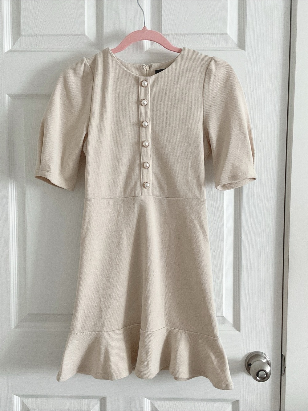 Forever 21 Cream Pearl-Button Mini Dress